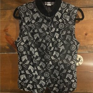 Banjo Black and White Western Vest